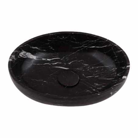 Nero Marquina Honed Oval Basin Marble 5550 With Matching Pop-Up Waste