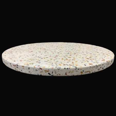 Galaxy White Honed Round Table Top Pencil Round HD Terrazzo