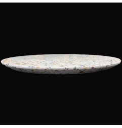 Galaxy White Honed Round Table Top Shark Nose HD Terrazzo