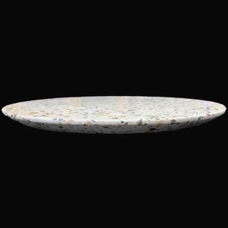 Galaxy White Honed Round Table Top Shark Nose HD Terrazzo