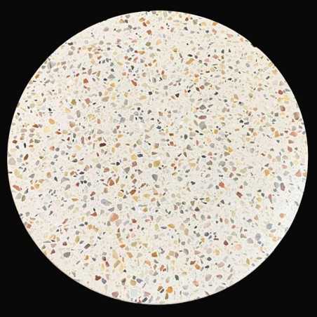 Galaxy White Honed Round Table Top Shark Nose HD Terrazzo