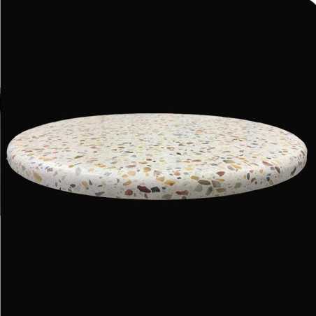 Galaxy White Honed Round Table Top Half Bullnose HD Terrazzo