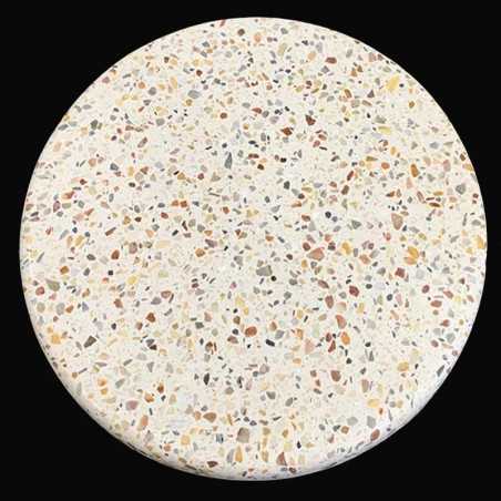 Galaxy White Honed Round Table Top Half Bullnose HD Terrazzo