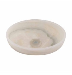 White Onyx Honed Oval Basin 5526 With Matching Stone Pop-Up Waste