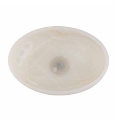 White Onyx Honed Oval Basin 5532 With Matching Stone Pop-Up Waste