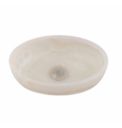 White Onyx Honed Oval Basin 5532 With Matching Stone Pop-Up Waste
