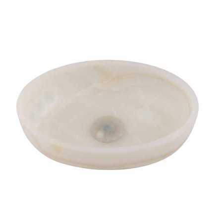 White Onyx Honed Oval Basin 5532 With Matching Stone Pop-Up Waste