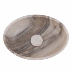 Calacatta Orient Honed Oval Basin Marble 5537 With Matching Stone Pop-Up Waste