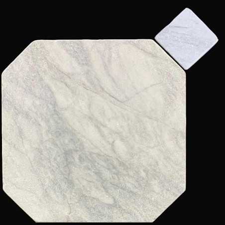 Bianco Royal Octagon & Square Tumbled Marble Tiles