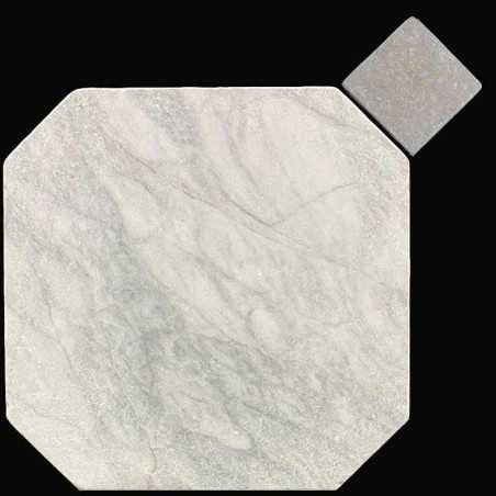Bianco Royal Octagon & Square Tumbled Marble Tiles