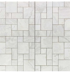 Bianca Luminous Mini French Pattern Honed Marble Mosaic Tiles
