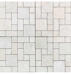 Bianca Perla Mini French Pattern Tumbled Limestone Mosaic Tiles