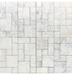 Persian White Mini French Pattern Honed Marble Mosaic Tiles