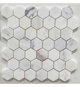 Calacatta Gold Honed Hexagon Marble Mosaic 48x48
