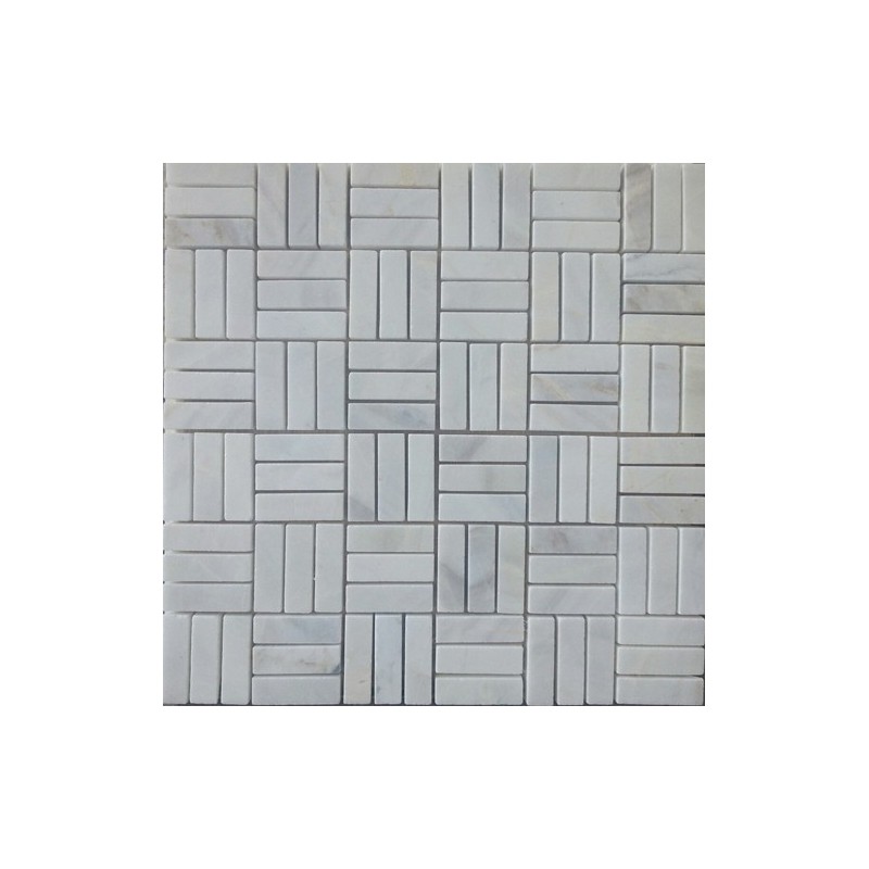 Bianca Luminous Roma Pattern Polished Marble Mosaic Tiles 50x15