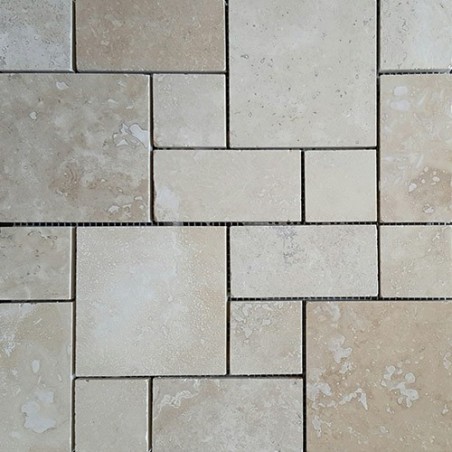 Classico French Pattern Filled Honed Travertine Mosaic