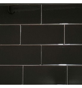 Black Gloss Non-Rectified Subway Ceramic 150x75