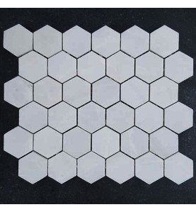 Bianca Luminous Hexagon Honed Marble Mosaic 42x42
