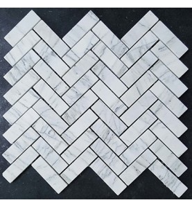 Persian White Herringbone Honed Marble Mosaic 64x20