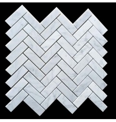 Carrara Herringbone Honed Marble Mosaic Tiles 64x20