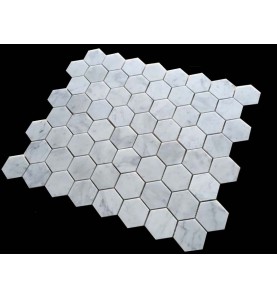 Carrara Hexagon Honed Marble Mosaic 70x70