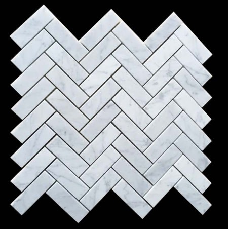 Carrara Herringbone Honed Marble Mosaic 64x20