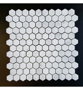 Carrara Hexagon Honed Marble Mosaic 25x25