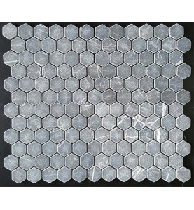 Pietra Grey Hexagon Tumbled Limestone Mosaic 42x42