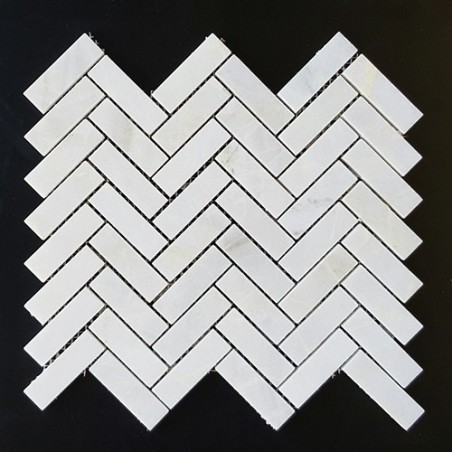 Bianca Luminous Herringbone Polished Marble Mosaic 64x20
