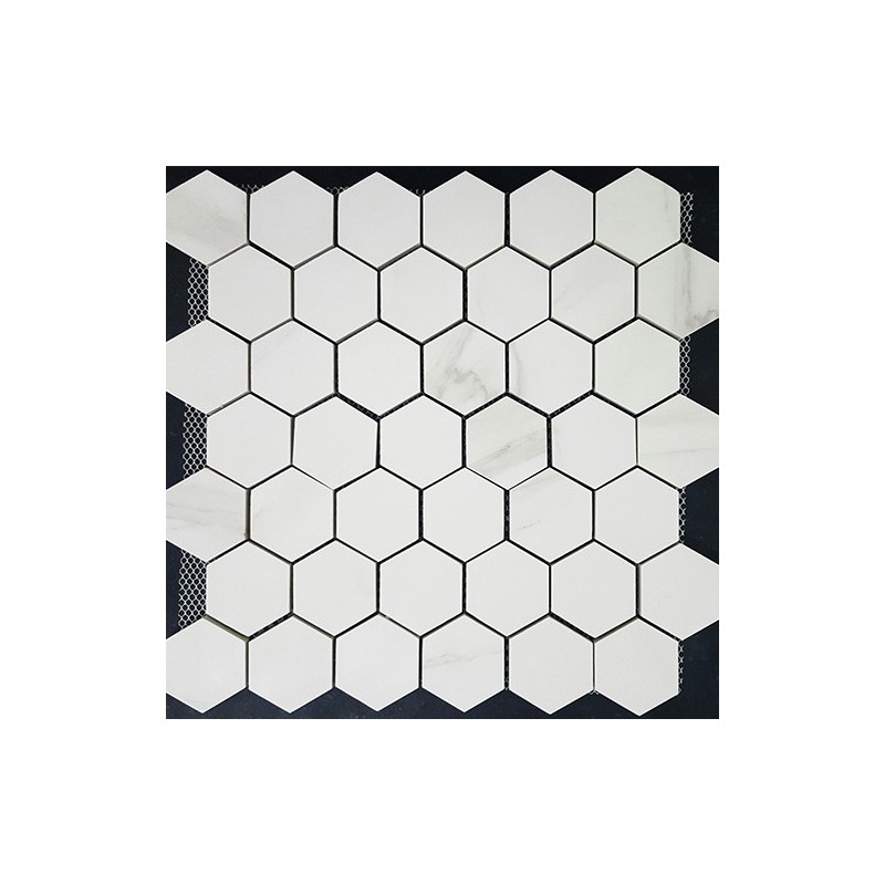 Hexagonal Statuario Polished Porcelain Mosaic 48x55