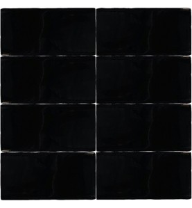 Handmade Black Gloss Subway Ceramic 150x75