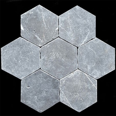 Pietra Grey Hexagon Tumbled Paver Limestone