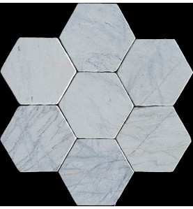Persian White Hexagon Tumbled Paver Marble 