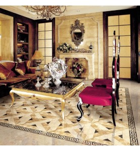 Italian Colonial Weave Polished Marble Porcelain Backed
