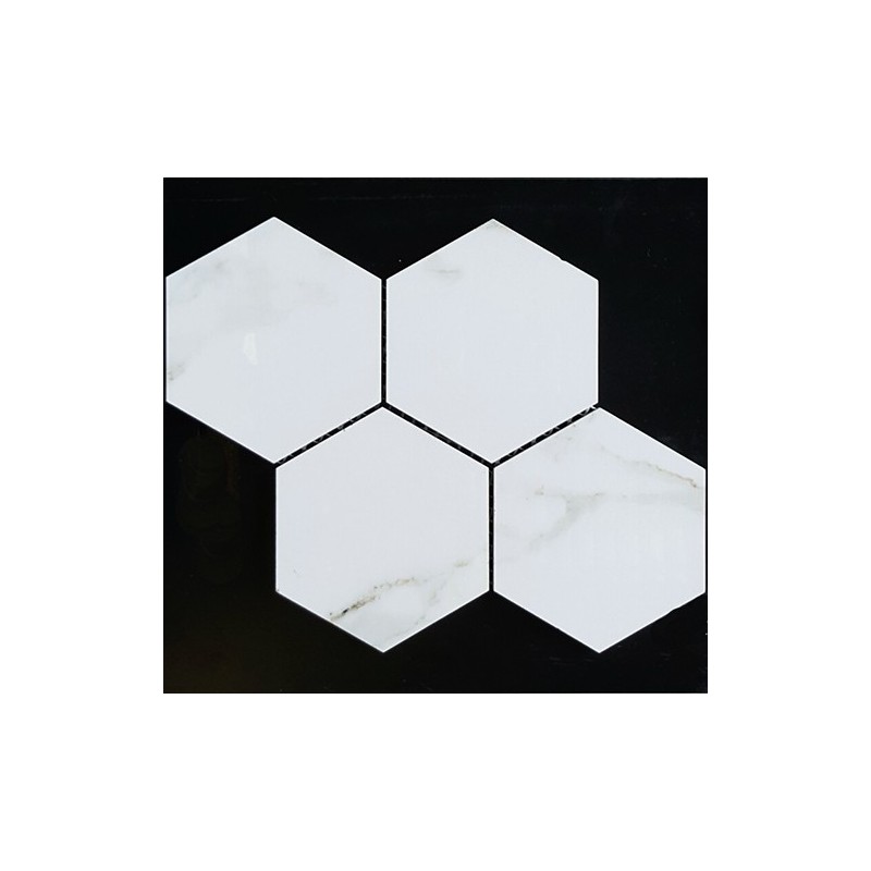 Hexagon Calacatta Oro Gold Polished Porcelain Mosaic 150x130