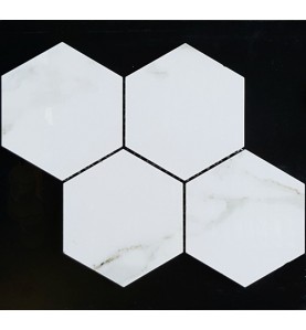 Hexagon Calacatta Gold Polished Porcelain Mosaic 150x130