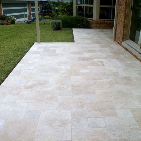 Classico Medium French Pattern Tumbled Paver Travertine
