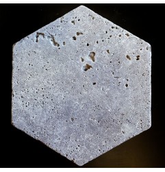 Silver HexagonTumbled Paver Travertine