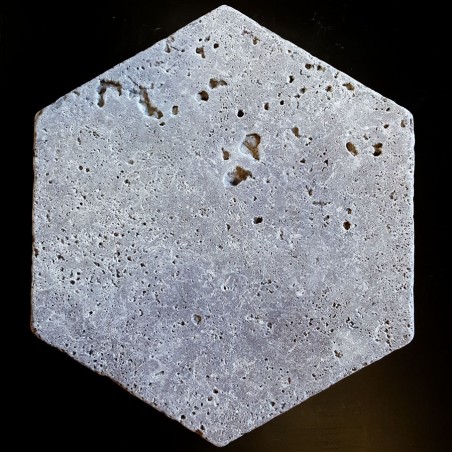 Silver HexagonTumbled Paver Travertine