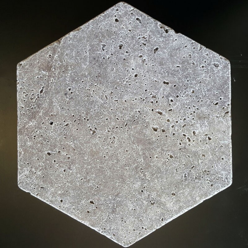 Silver Hexagon Tumbled Travertine