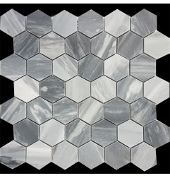 Bardiglio Hexagon Honed Marble Mosaic 48x48