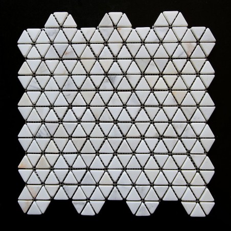 Calacatta Triangle Tumbled Marble Mosaic