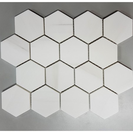 Dolomite white Hexagon Honed Marble Mosaic 70x70