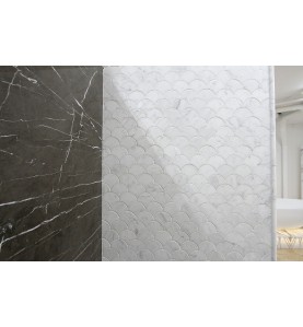 Carrara Fan Honed Marble Mosaic