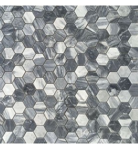 Bardiglio Hexagon Honed Marble Mosaic 48x48
