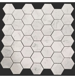 Carrara Hexagon Honed Marble Mosaic 48x48