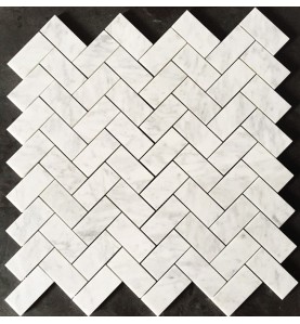 Carrara Herringbone Honed Marble Mosaic 48x98