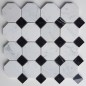 Octagon Carrara & Nero Marquina Dot Polished Marble Mosaic 70