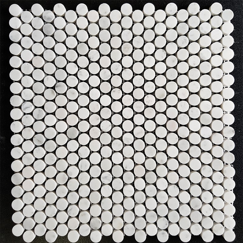 Carrara Penny Round Honed Marble Mosaic Tiles 15x15