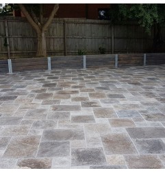 Silver French Pattern Tumbled Travertine Tiles 12mm